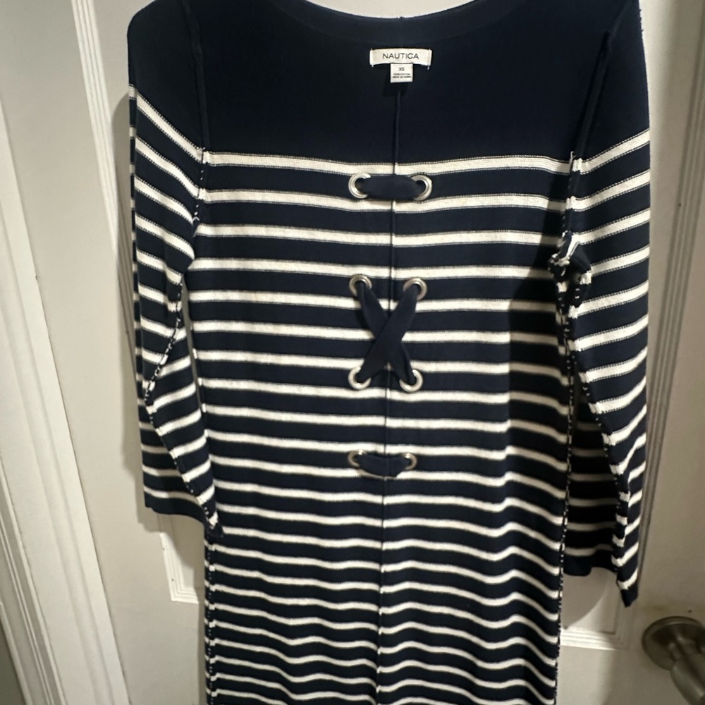 Nautica Dark Blue Cotton Top with White Trim